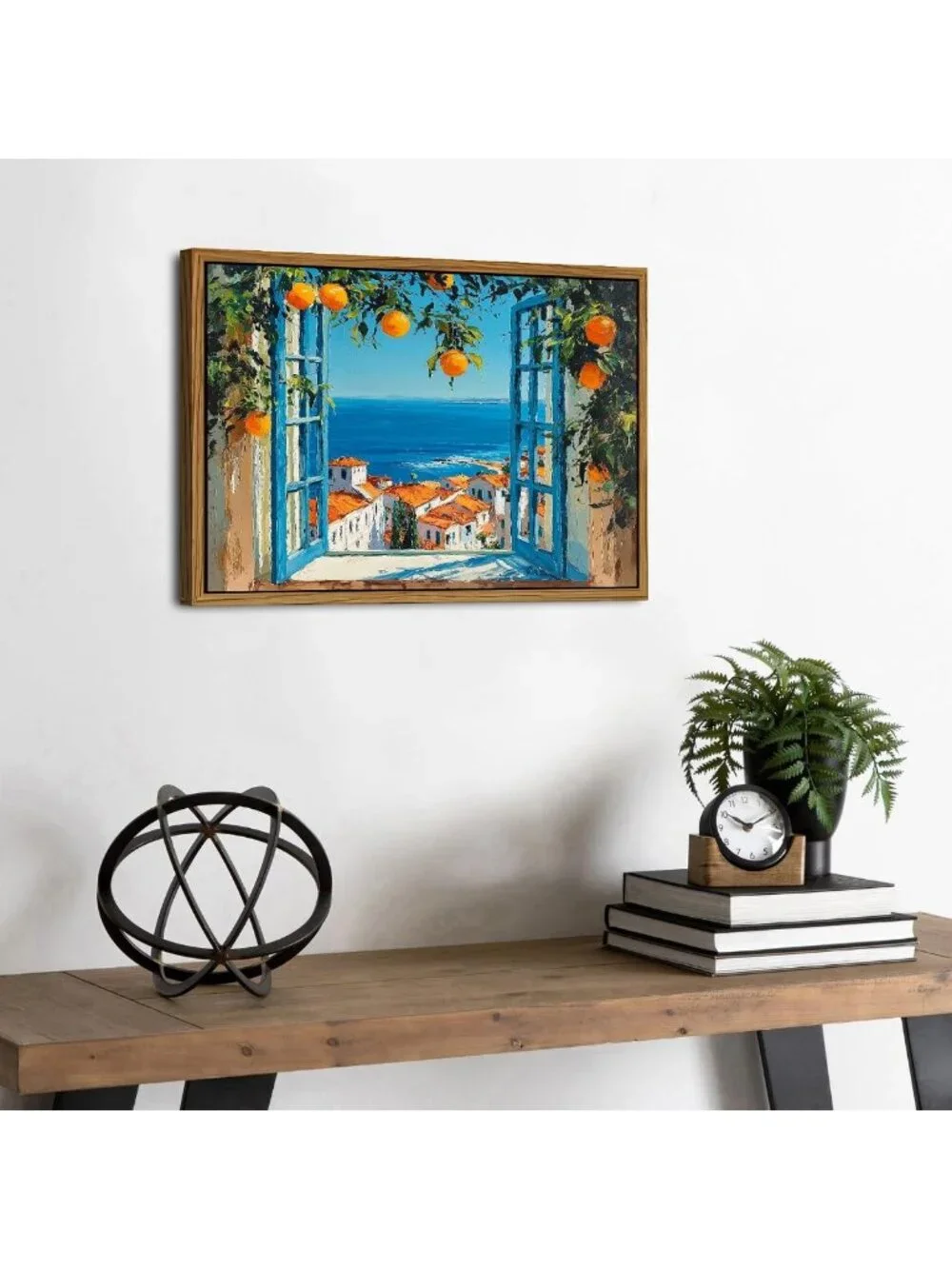Coastal Blue Wall Art - Vintage Framed Seascape Decor for Living Room & Bedroom